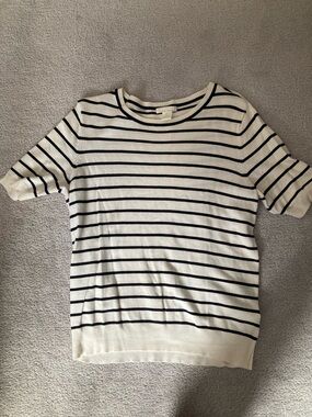 H&M Basics -  Cream and Black Striped Knit Top